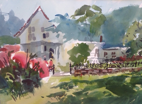 Old Lyme Inn, watercolor by Robert Noreika