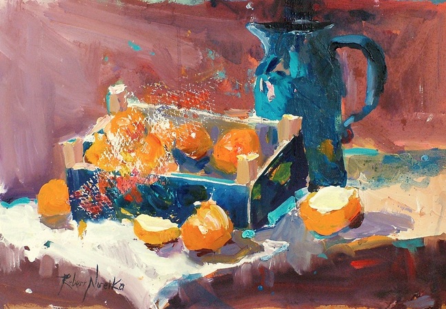 Clementine oranges still life oil painting by Robert Noreika