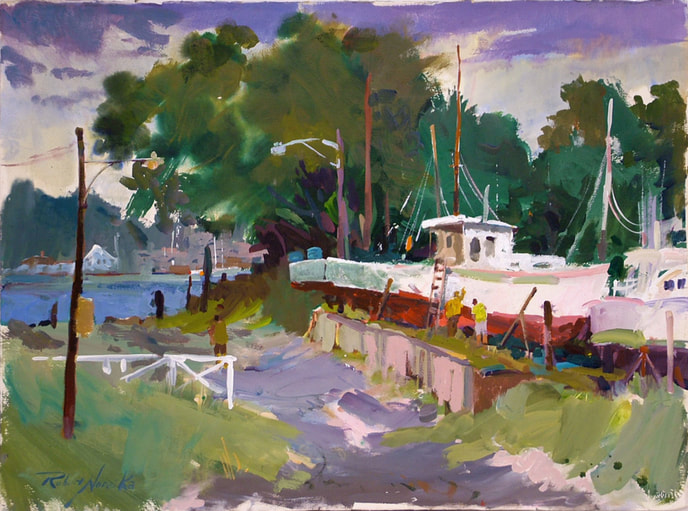 Transitions boat painting in acrylics by Robert Noreika