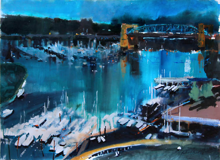 Blue Harbor acrylics painting by Robert Noreika