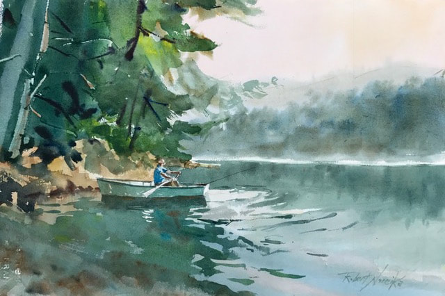 The Rower, watercolor, by Robert Noreika