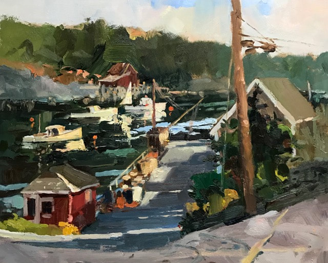 New Harbor, oil painting by Robert Noreika